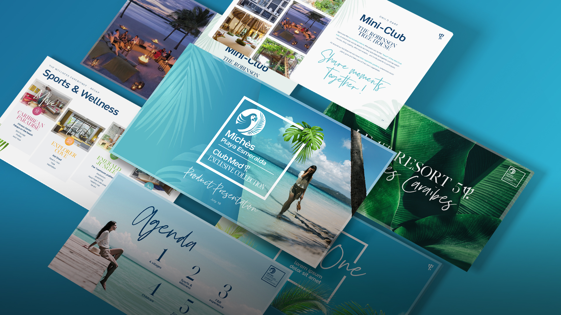 Image d'une création graphique de présentation digitale pour Club Med, conçue par Maki Maki Studio, directeur artistique freelance.